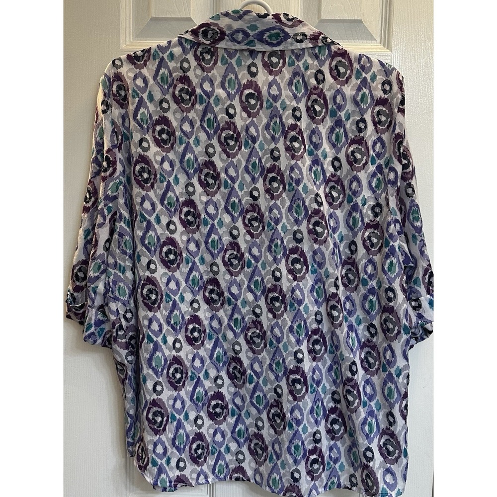 Women's BonWorth Button Up Blouse Print Petite Small - Picture 2 of 4
